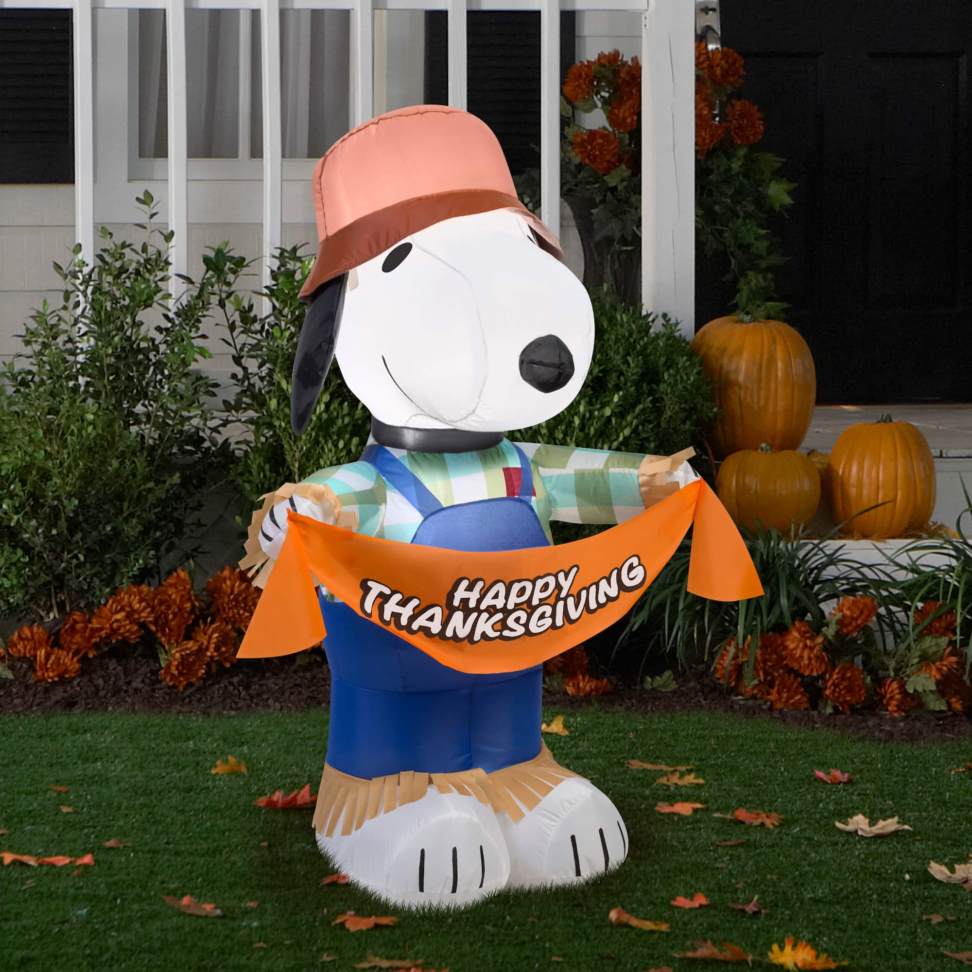 3.5ft. Airblown® Inflatable Thanksgiving Snoopy as Scarecrow